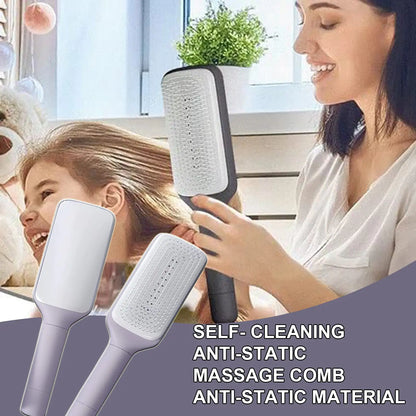 4 in 1 Self-Cleaning Anti-Static Hairbrush