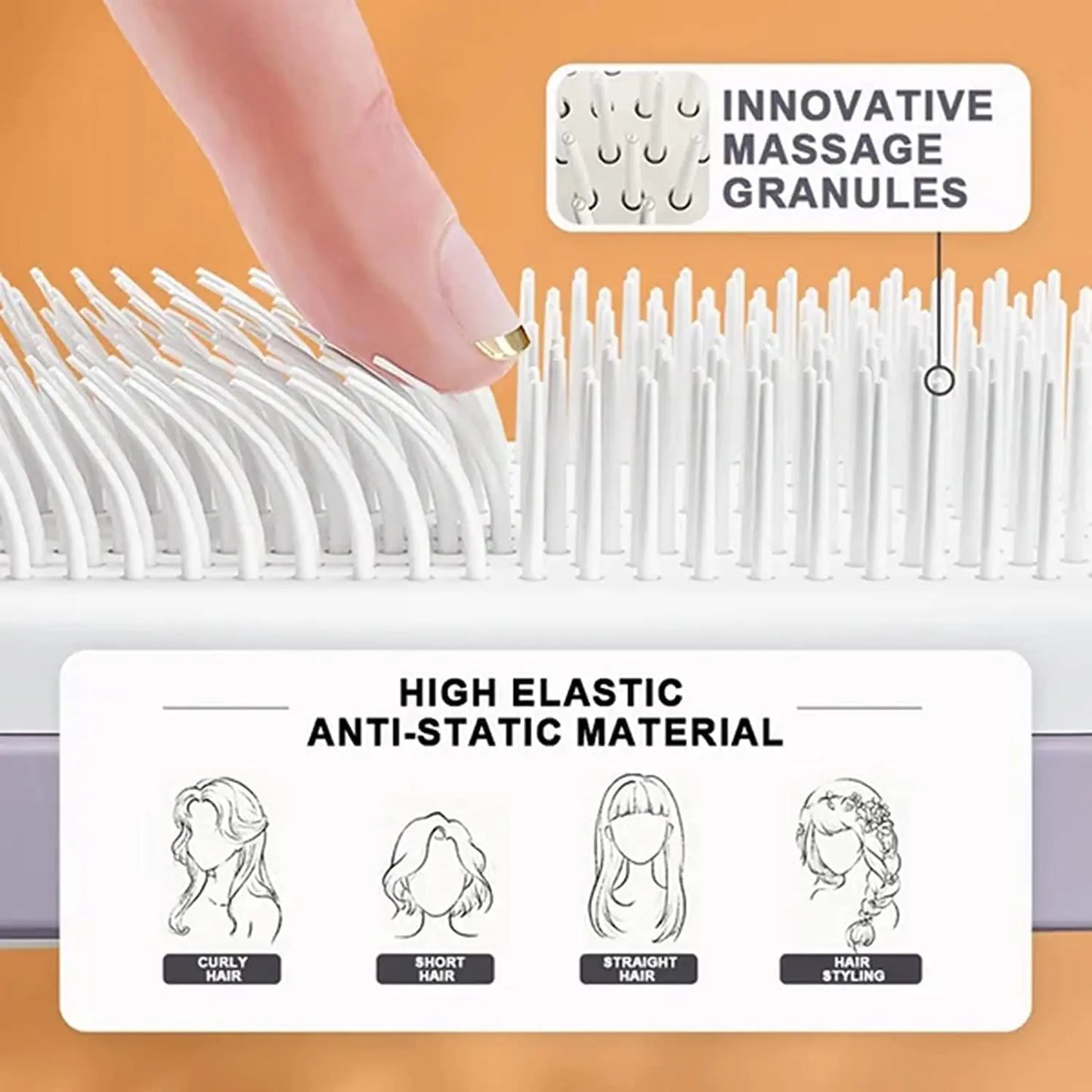 4 in 1 Self-Cleaning Anti-Static Hairbrush